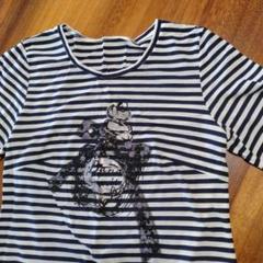 未使用品ダナパリボーダー柄 半袖Tシャツ レース香水柄