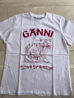 GANNI 猫グラフィック Tシャツ S ホワイト GANNI 猫イラスト Tシャツ サイズS - メルカリ