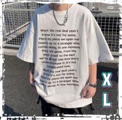 Tシャツ メンズ 男女兼用 英字プリント 大きめ ストリート カジュアル 白