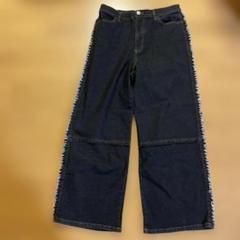 ブラック系　ストレッチデニム　ワイドデニムパンツ