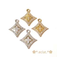 キラキラ ひし形 チャーム 4個