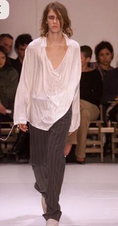 ann demeulemeesterホワイトロングシャツ ウエストリボン付き