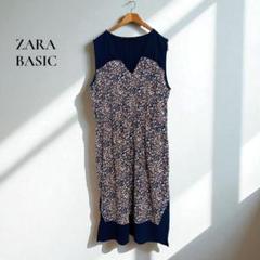 ザラベーシック【S】ワンピース ノースリーブ 花柄 ひざ丈 b78