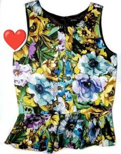 美品♡EMODA♡ エモダ 花柄 ペプラム ノースリーブ トップス タンクトップ