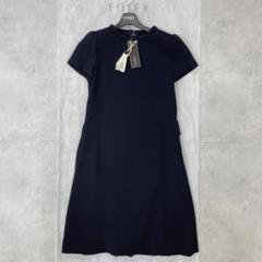 全ての フォクシー プリーツ 後ろベルト フォーマル 半袖膝丈ワンピース ワンピース