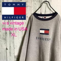 90's トミーヒルフィガー USA製 フラッグロゴ 薄手トレーナー 激レア