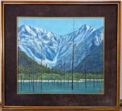 【真作】絵画　油彩10号　雄大な雪山の風景画　季節感あふれる一作　V99 真作】絵画 油彩10号 雄大な雪山の風景画 季節感あふれる一作