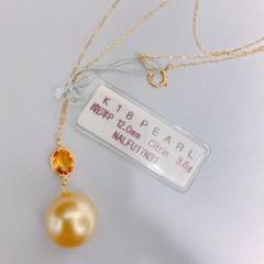 南洋パール　南洋真珠　シトリン　ネックレス　k18YG 大粒　12ミリ 南洋パール 南洋真珠 シトリン ネックレス k18YG 大粒 12ミリ
