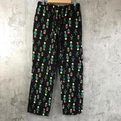 az285古着　柄パンツ　パジャマパンツ　黒　90s Y2K