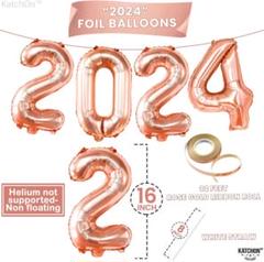 ⭐️2024ローズゴールドバルーンバルーン数字-16インチ