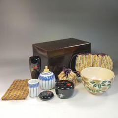 煎茶道具　茶箱　高取焼茶碗　振出など　七点　一式　C　R6791 煎茶道具 茶箱 高取焼茶碗 振出など 七点 一式 C R6791