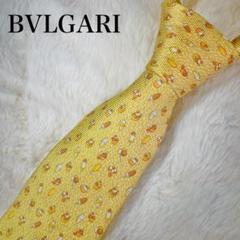 【希少品】美品 BVLGARI ネクタイ アイス柄 イエロー シルクイタリア製