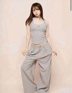 即発ブラウンDonna ribbon pants set up andmary