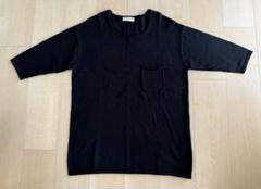AMERICAN RAG CIE／五分袖ニットTシャツ／ブラック／サイズ1