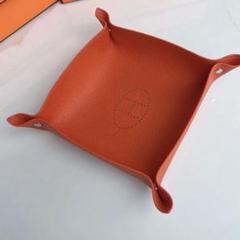オレンジ レザー 小物入れ 四角形