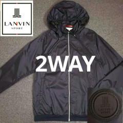 【ランバンスポール】ロゴプレート 中綿ゴルフブルゾンジャケット ネイビー 42 ランバン スポール LANVIN SPORT ブルゾン【はっ水】 -デサント
