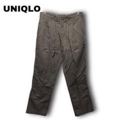 2603　【UNIQLO】　パンツ　麻　リネン　涼しい　ブラウン系　S　紐