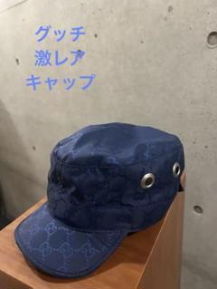 グッチ　レア！　美品　ネイビー GGパターン ワークキャップ　キャップ グッチ レア！ 美品 ネイビー GGパターン ワークキャップ