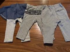 スカート付きレギンスとチェックパンツ2本のセット