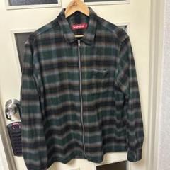 Shadow Plaid Flannel Zip Up Shirt Greenのサムネイル