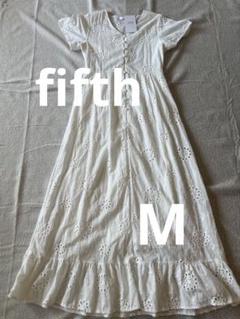 【新品】fifthコットンレースVラインワンピースホワイトM