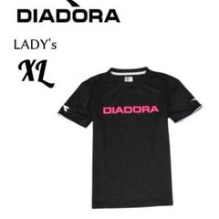 レディースXLサイズ◇DIADORA ディアドラ◇半袖Tシャツ 黒 pink
