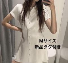 新品 ZARA 襟付きミニワンピース M エクリュ - メルカリ