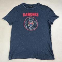 RAMONES Tシャツ ブラックグレー フロントロゴ バンドＴ