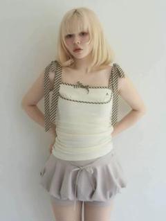 トップス andmary Alice check ribbon tops black andmary Alice check ribbon tops ivory - メルカリ