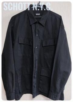洗える】Schott カーバーオール ワークジャケット ロゴボタン L 黒