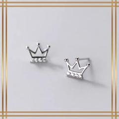049Ay【ピンクゴールド】ピアス　クラウン　王冠　CZ　ダイヤ　SV925 048Ay【シルバー】ピアス クラウン 王冠 CZ ダイヤ SV925