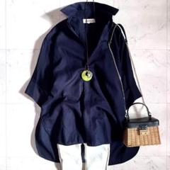 極美品 ENFOLD エンフォルド 長袖 スキッパーシャツ ネイビー 紺 ENFOLD - 【美品】 ENFOLD / エンフォルド | SOLID－SLEEVE