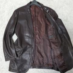 美品 XL gardiano ラムレザー テーラードジャケット ダークブラウン 美品 XL gardiano ラムレザー テーラードジャケット ダーク