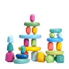 積み木 木製 立体ブロック カラフル 天然木 おもちゃ 知育玩具