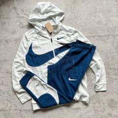 Sパーカー NIKE ホワイト ブルー ブラックスウッシュ ジップ パンツ