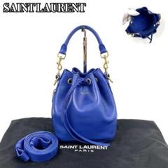 【美品】サンローラン　ショルダーバッグ　2way　エマニュエル　レザー　ブルー 美品】サンローラン ショルダーバッグ 2way エマニュエル レザー
