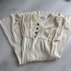 LILY BROWN アイボリー 半袖ニットワンピース