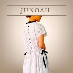 JUNOAH ジュノア ワイドロングワンピース サイドリボン　白×黒