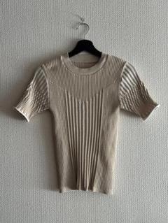 【UNITED TOKYO】ランダムリブニット ベージュ 半袖 トップス