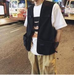 【再入荷】大人気☆トレンド メンズベスト 黒 フィッシングベスト