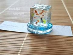 レジンアート☆アクアリウムキューブ　オブジェ　金魚たち　ハンドメイド