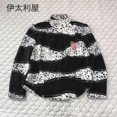 未使用品【伊太利屋】イタリヤ　総柄　派手　ノーカラー　ジャケット 美品 伊太利屋 イタリヤ フラワープリント ストレッチ シングル