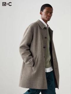 【ほぼ新品】UNIQLO:C ダブルフェイスコート　ブラウン ユニクロ公式 | ダブルフェイスコート