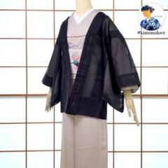 夏着物 風通紗 二重紗 正絹 草花柄 ブラック ワイン 未使用品 A-2302 夏着物 風通紗 二重紗 正絹 草花柄 ブラック ワイン 未使用品 A