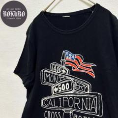 カリフォルニア　アメリカ国旗ビックプリント半袖Tシャツ　Mサイズ