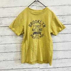 150 ロゴプリントTシャツ 黄色 綿100 カジュアル 半袖 ストリート系