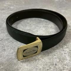 DIOR ディオール　ベルト　レザー　ロゴ金具　ブラック　黒　ヴィンテージ