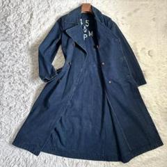 着丈112 45rpm デニム トレンチコート ダブル ロング メンズ ロゴ 着丈112 45rpm デニム トレンチコート ダブル ロング メンズ