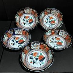『母』 古伊万里 色絵 吉祥文様 百花繚乱 尺5寸 大皿 （D⑦）❗️割引 伊万里 色絵 鶉と柘榴 うずら ざくろ 輪花型七寸皿 - 生活骨董と