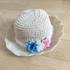 新品　帽子　キッズ　女の子　ハット　日除け　花　可愛い　53 54 55　調整
